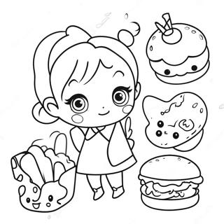 Página para Colorear de Chibi de Comida | Página para colorear de Comida Chibi