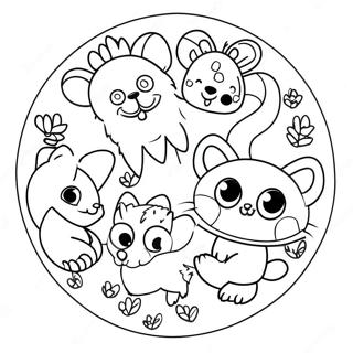 Página para Colorear de Círculo de Animales Lindos | Página para colorear de Círculo