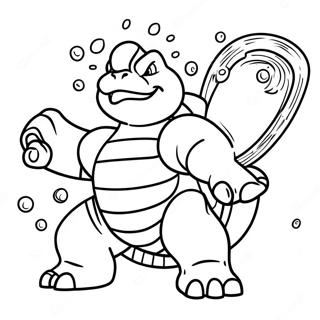 Página para colorear de Blastoise con cañones de agua | Página para colorear de Blastoise