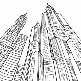 Página para colorear de rascacielos coloridos | Página para colorear de Edificios