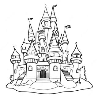 Página para colorear 3D de un castillo mágico | Página para colorear de 3D